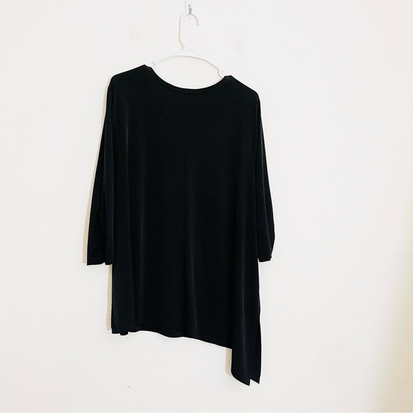 Catherines V-Neck 3/4 Sleeve Asymmetrical Blouse Women Size 1X Color Black - Picture 2 of 9